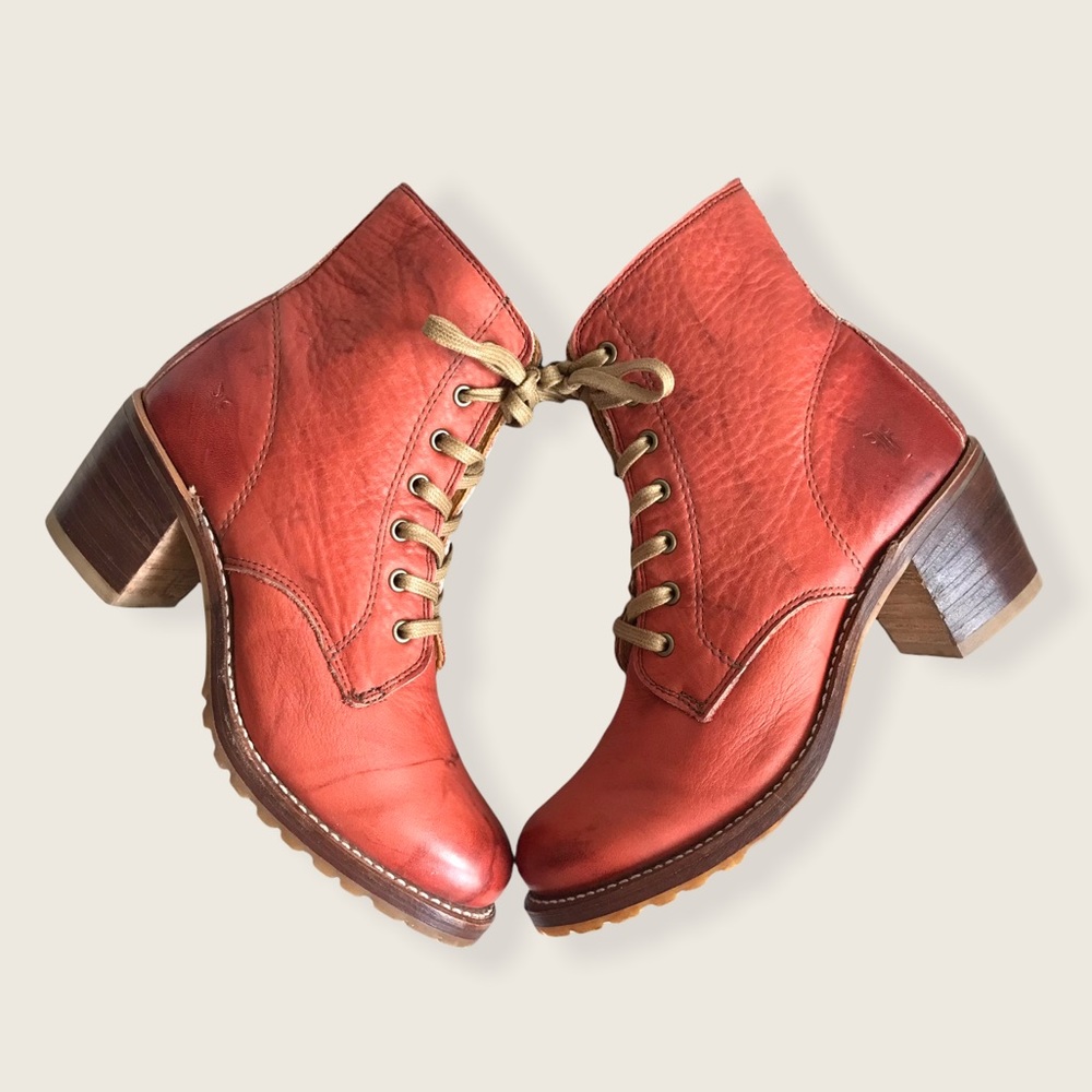 RARE Frye Sabrina 6G LaceUp Terracotta Combat Boot - Picture 14 of 15